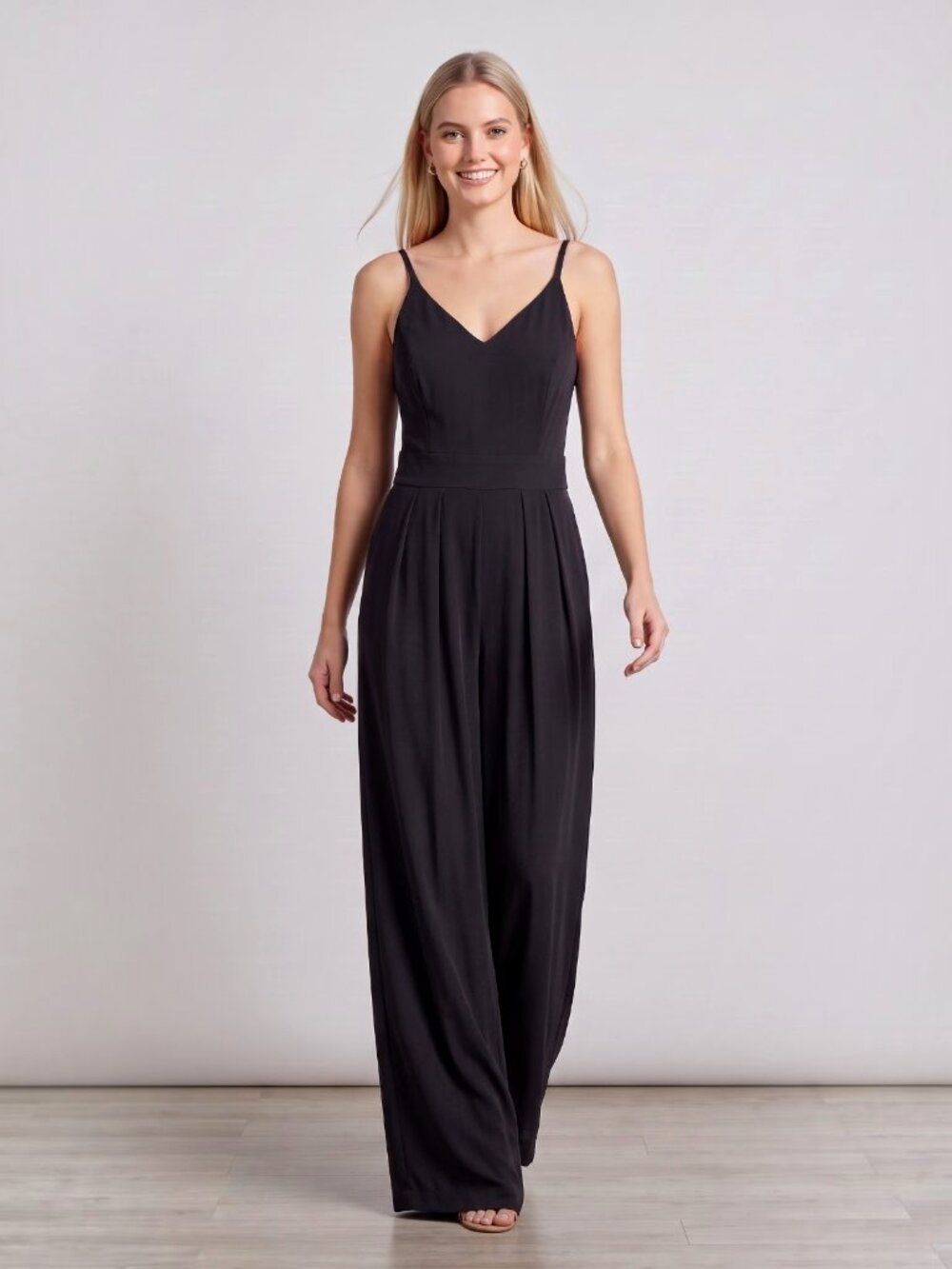 HALARA Petite Breezeful Backless Side Pocket Wide Leg Quick Dry Black Jumpsuit